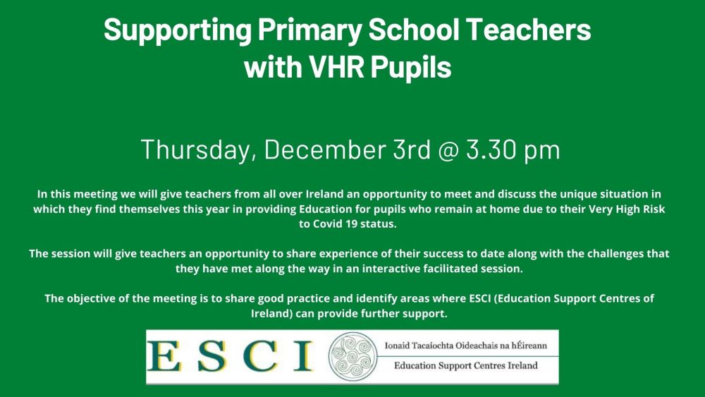 Dec 3 P Supporting Primary School teachers with VHR Pupils
