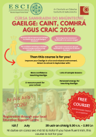 Summer Course 2026 CÚRSA SAMHRAIDH DO MHÚINTEOIRÍ GAEILGE: CAINT, COMHRÁ AGUS CRAIC (COGG)